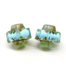 13x15mm Blue Picasso crown czech glass fire polished large bicones 