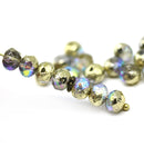 5x7mm Rustic gold AB finish czech glass rondelle beads seaglass finish 20pc