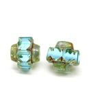13x15mm Blue Picasso crown czech glass fire polished large bicones 