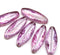 24x9mm Pink long glass beads, oval flat - 4Pc
