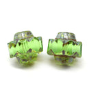 13x15mm Green picasso crown czech glass fire polished large bicones