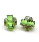13x15mm Green picasso crown czech glass fire polished large bicones