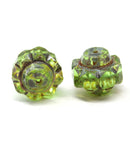 13x15mm Green picasso crown czech glass fire polished large bicones