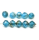 8mm Indicolite blue rose bud flower round fire polished beads 10pc