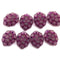Frosted purple grape fruit Czech glass beads, 8pc