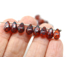 6x9mm Dark topaz czech glass teardrop beads picasso 
