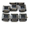 14mm Large carved square czech glass thick beads black silver, 8Pc