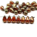 6x9mm Dark red czech glass teardrop beads