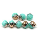 8mm Turquoise green rose bud flower round fire polished beads 8pc