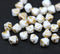 6mm White gold flakes bicone Czech glass beads, 30Pc
