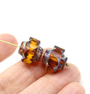 13x15mm Brown topaz crown czech glass fire polished large bicones 