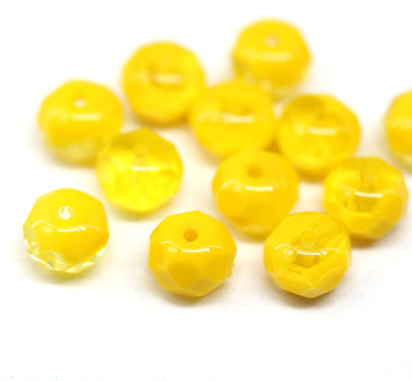 6x9mm Dark yellow Czech glass fire polished rondelle beads - 12Pc