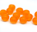 6x8mm Frosted orange Czech glass fire polished rondelle beads - 12Pc