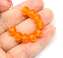 6x8mm Frosted orange Czech glass fire polished rondelle beads - 12Pc