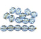 10x8mm Blue shamrock czech glass beads, golden inlays, 15Pc