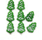 Christmas tree beads Czech glass green pine tree, 8pc