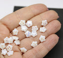 8mm White star Czech glass beads, AB finish both sides, 20Pc
