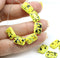 12x8mm Rectangle yellow black czech glass beads, 10pc