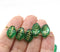 14x9mm Curvy leaf Czech glass green wavy leaves gold inlays beads 10pc