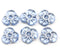 13mm Blue pansy flower beads silver inlays Czech glass 6pc
