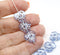 13mm Blue pansy flower beads silver inlays Czech glass 6pc