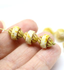 11x10mm Rustic beige turbine picasso czech glass beads - 6pc