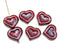 14mm Red heart Czech glass beads - 6pc