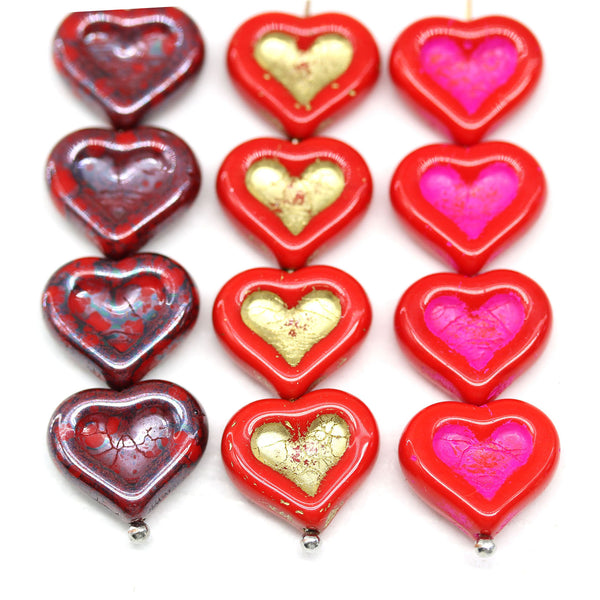 solid, bright red Heart glass beads – Praha® Beads and Jewelry