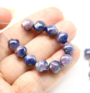 8mm Blue pink Czech glass round baroque beads, luster, 20Pc (Copy)