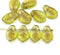 14x9mm Curvy leaf Czech glass green picasso wavy leaves pressed beads 10pc
