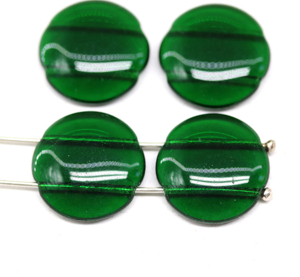 18mm Round cabochon beads Two holes coin dome shape, 4Pc