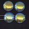 18mm Round cabochon beads Two holes coin dome shape, metallic, 4Pc
