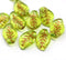 14x9mm Curvy leaf Czech glass green wavy leaves copper inlays beads 10pc