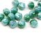 8mm round Green blue opaque Czech glass beads, luster 20Pc