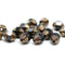 8x6mm Black cathedral gold ends czech glass barrel Fire polished beads, 15Pc