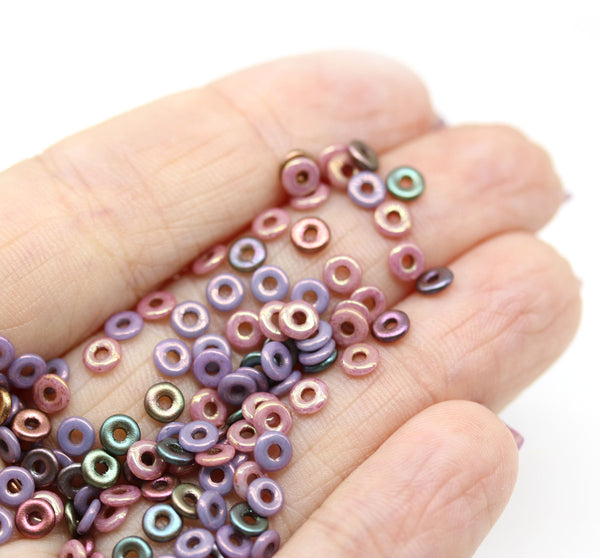 4mm Purple Czech Glass Ring Beads mix tine rondels, 150pc
