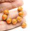 Orange fruit Czech glass fruit beads tangerine gold wash 8pc