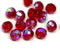 8mm Red round Czech glass fire polished faceted beads, AB finish - 15Pc