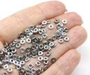 4mm Silver Czech Glass Ring Beads mix tine rondels