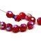 8mm Red round Czech glass fire polished faceted beads, AB finish - 15Pc
