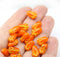 12x8mm Orange tulip Czech glass beads, 20Pc