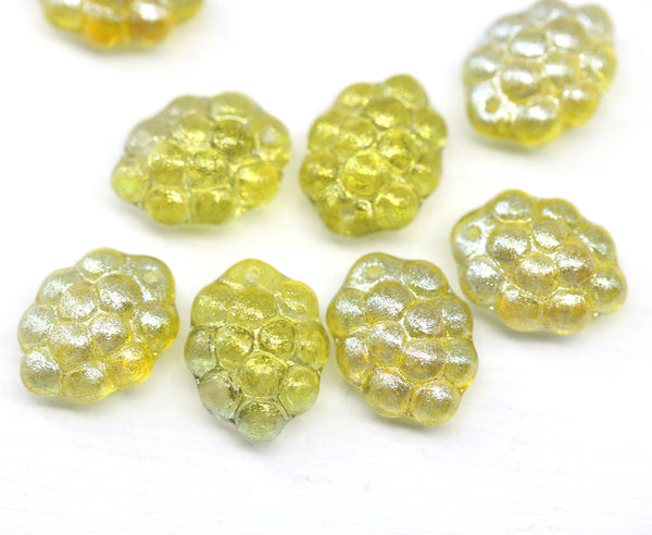 Yellow grape fruit Czech glass beads