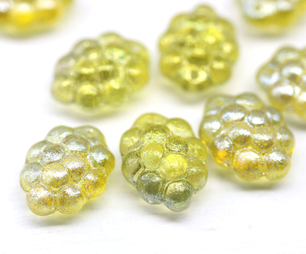 Yellow grape fruit Czech glass beads