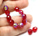 8mm Red round Czech glass fire polished faceted beads, AB finish - 15Pc