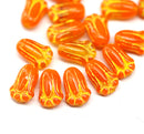 12x8mm Orange tulip Czech glass beads, 20Pc