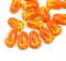12x8mm Orange tulip Czech glass beads, 20Pc