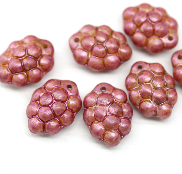 Pink picasso grape fruit Czech glass beads
