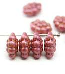 Pink picasso grape fruit Czech glass beads