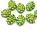Green grape fruit picasso Czech glass beads, 8pc
