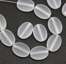 12x9mm Frosted clear oval flat Czech glass pressed beads, 15Pc